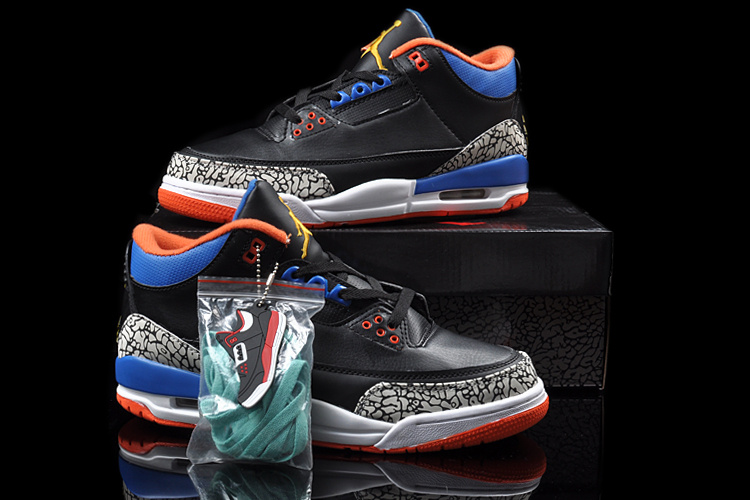 Air Jordan 3 Men Shoes Black/Gray/Orangered Online